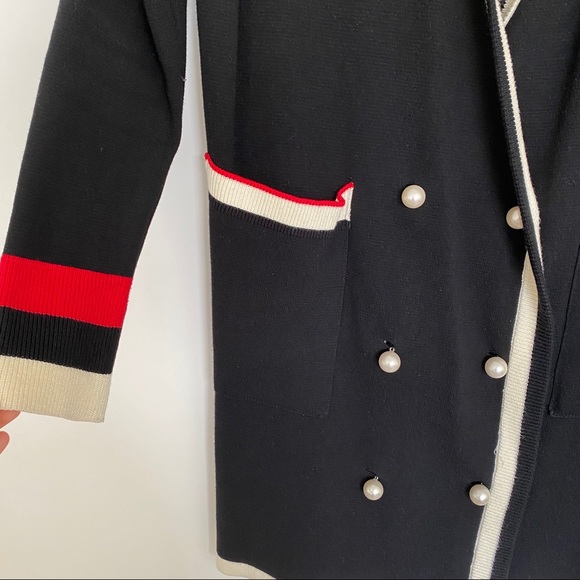 Zara Black Pearl Cardigan w contrast stripe - Picture 6 of 6